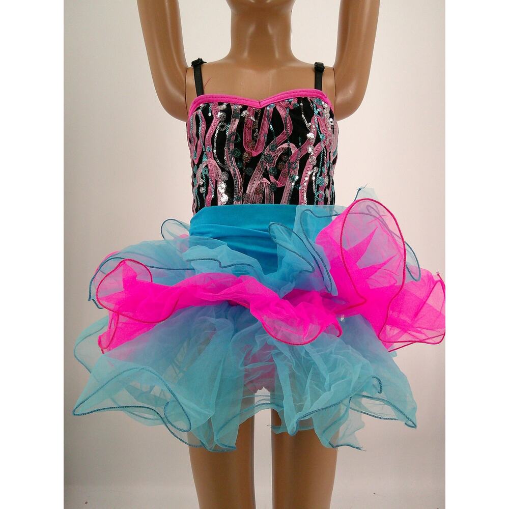 Dance Costume Gallery 15326 Small Child Pink Fringe Jazz Tap Sequin  Pageant